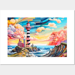 Lighthouse Concept Abstract Colorful Scenery Painting Posters and Art